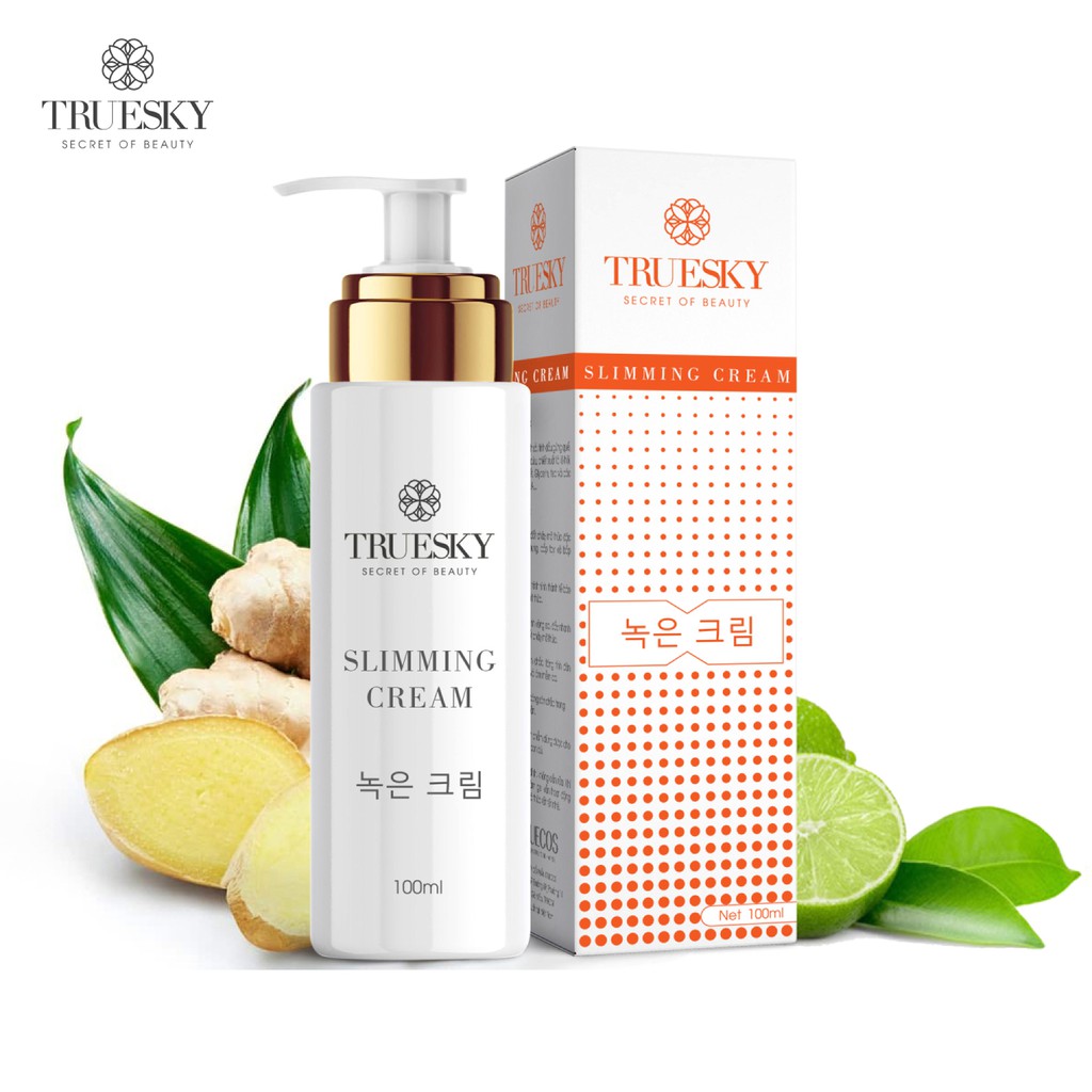 Kem tan mỡ bụng chiết xuất quế gừng Truesky dạng vòi nhấn 100ml - Slimming Cream