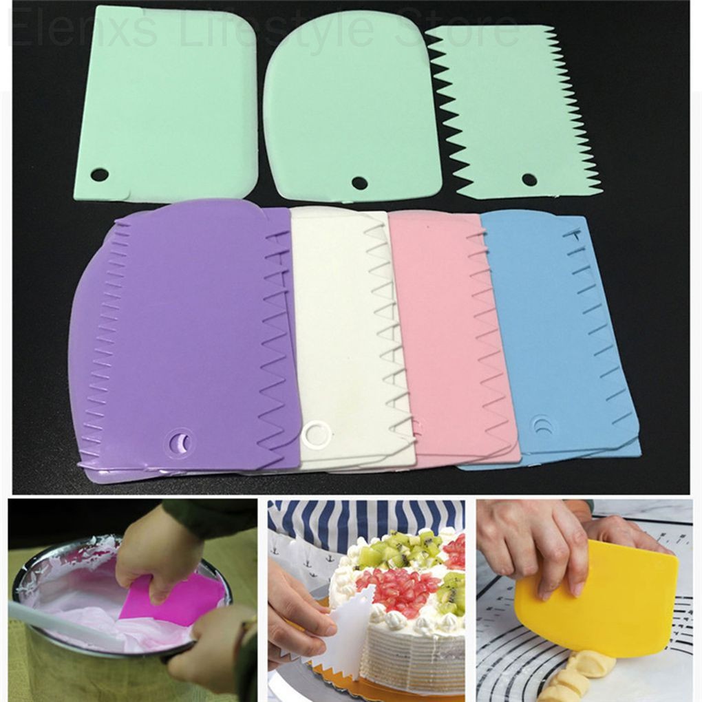 Set 3 Dụng Cụ Chà Lánh Trang Trí Làm Bánh Bằng Nhựa