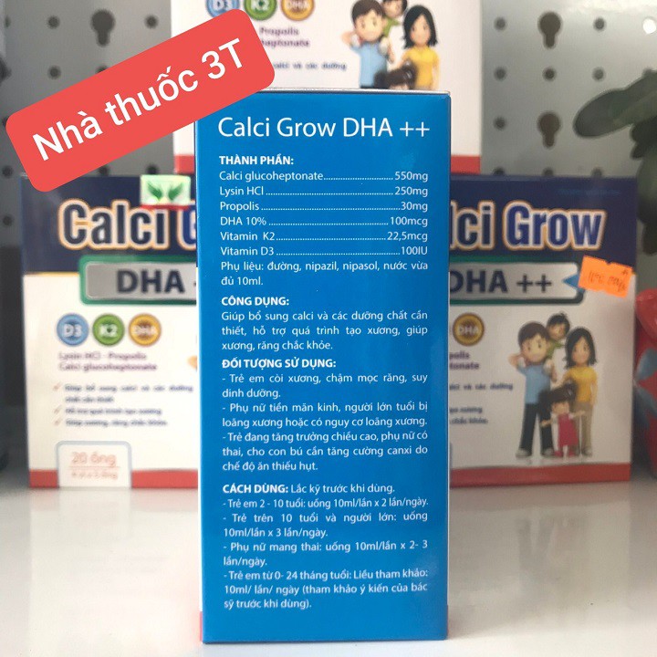 Calci Grow DHA ++ Bổ Sung D3 K2 DHA, giúp xương răng chắc khỏe, chống còi xương ở trẻ, VỊ NGỌT THƠM- DỄ UỐNG.