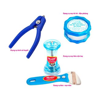 Bộ 4 Dụng Cụ Nhà Bếp Tiện Dụng gồm: Dụng cụ tách sò huyết + Dụng cụ xay tỏi ớt + Dụng cụ xay tiêu + Dụng cụ nạo dừa 2in1
