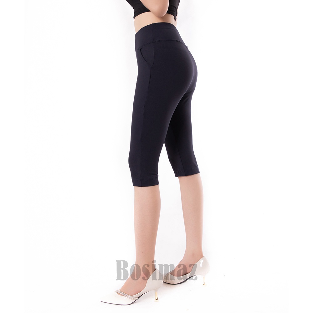 Quần Legging Ngố Bigsize Bosimaz BS381 túi trước màu đen cao cấp, thun co giãn 4 chiều, vải đẹp dày, thoáng mát.
