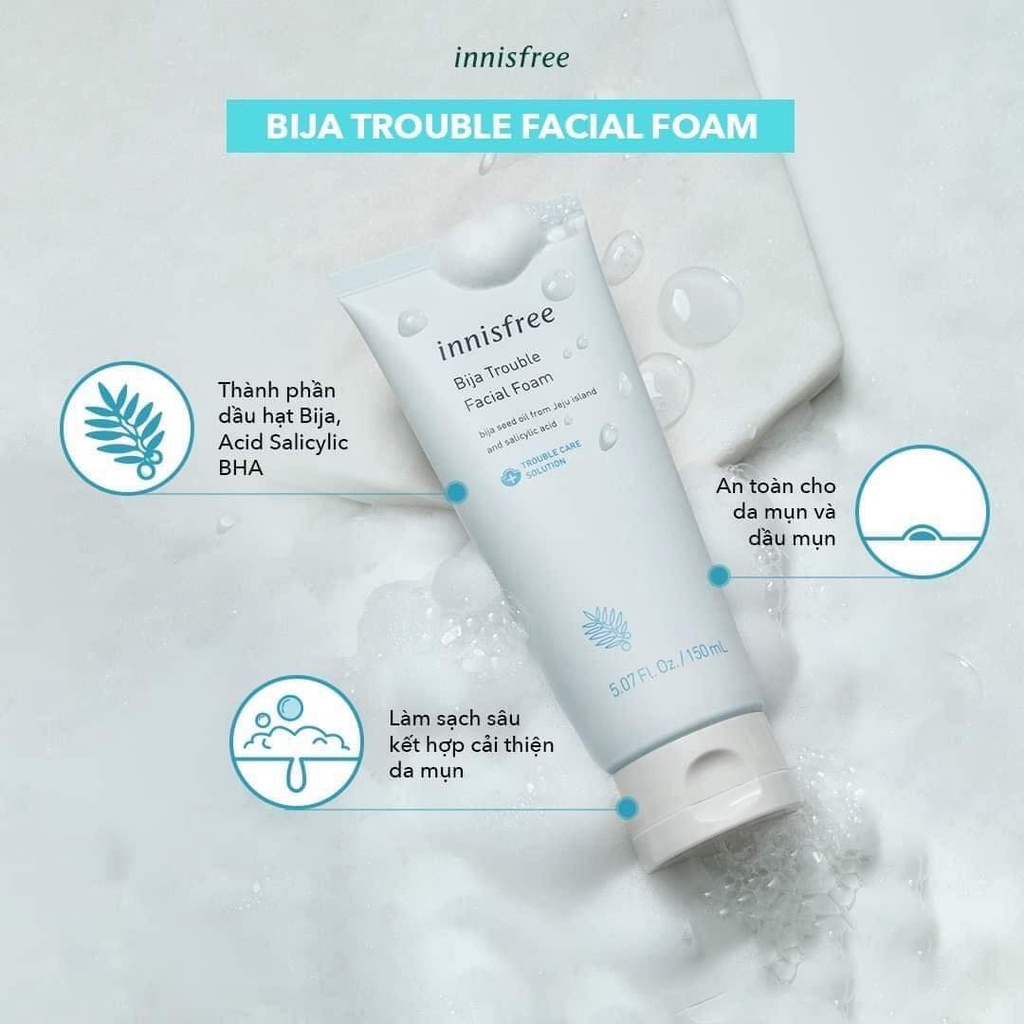 Sữa Rửa Mặt Innisfree Jeju Bija Trouble Facial Foam 150ml