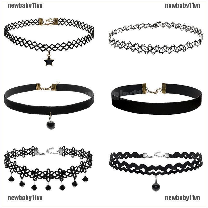 Set 6 Vòng Cổ Choker Dây Nhung Đen