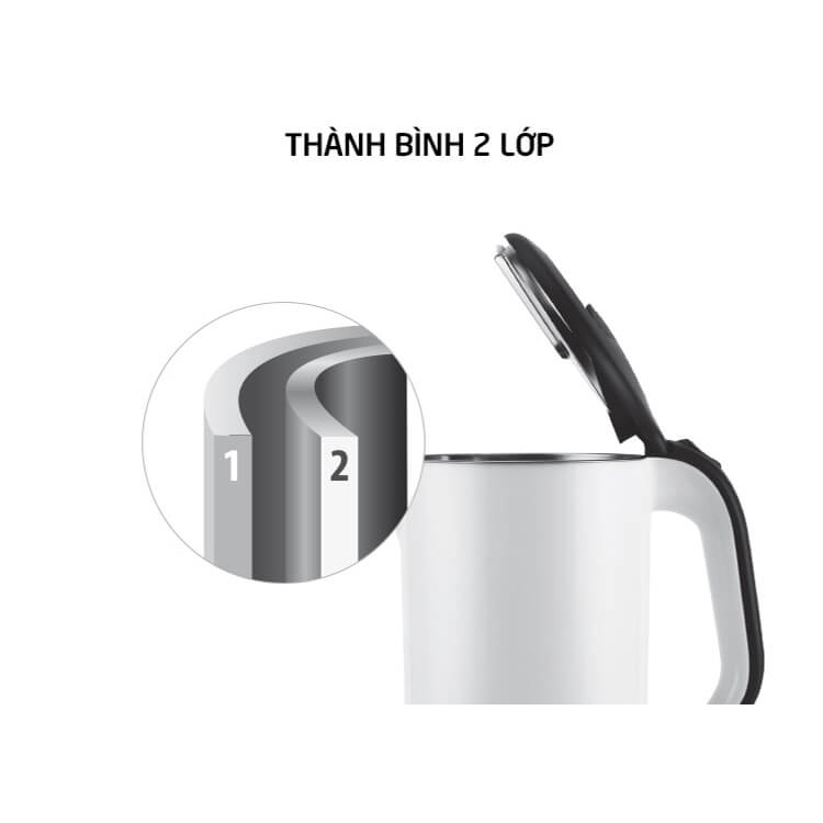 Bình Đun Siêu Tốc 2 Lớp Lock&amp;Lock EJK738WHT (1.7L)