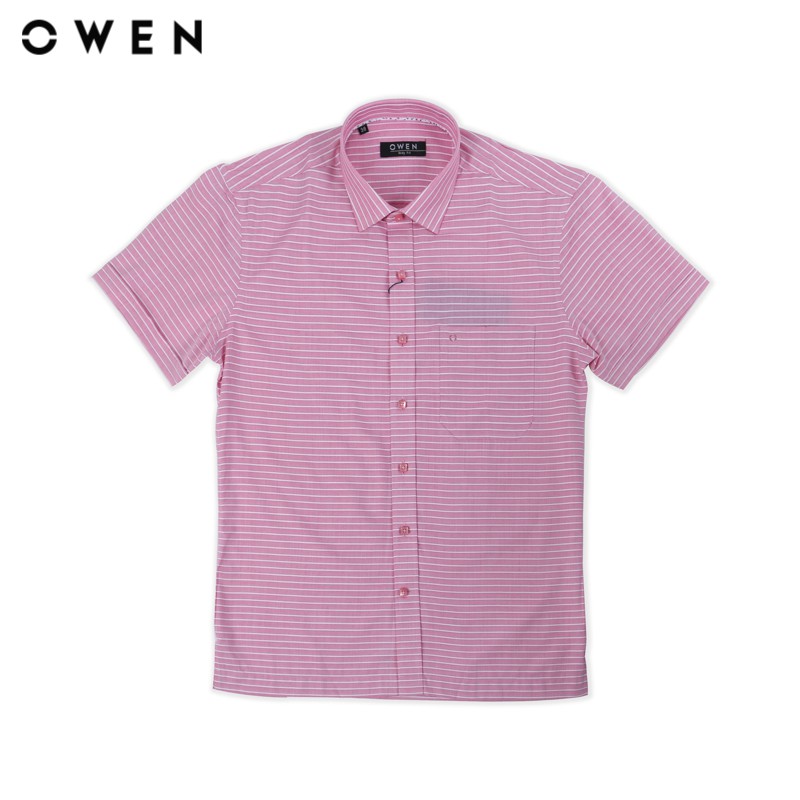 Áo sơ mi ngắn tay nam Owen dáng Bodyfit màu hồng - BA90055N