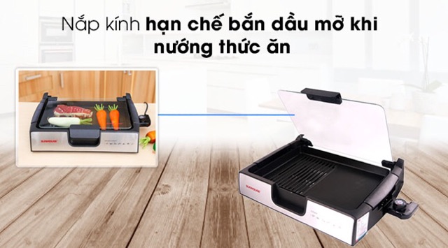 🌿Bếp nướng điện Sunhouse SHD4603 kèm vung kính