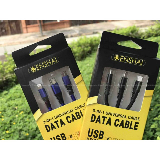 Cáp Sạc GENSHAI 3 Đầu Tiện Lợi, Cáp Sạc Điện Thoại 004