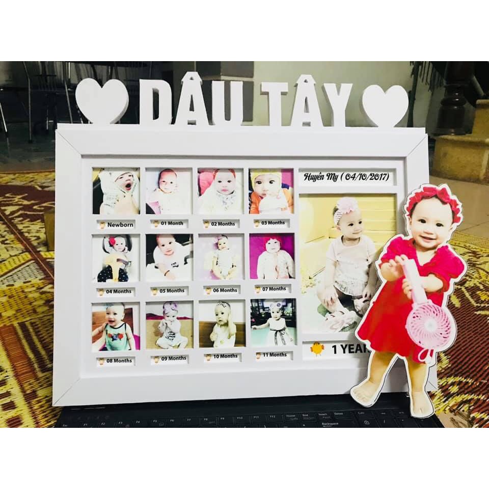 Khung ảnh 3d 12 tháng cho bé (tặng 01 chibi bé)