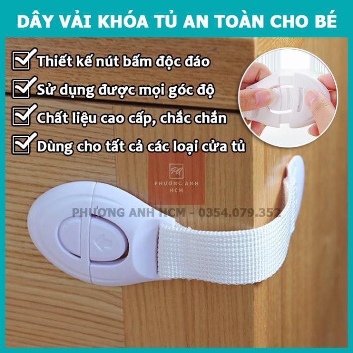 Dây Vải Khoá Tủ, Ngăn Kéo, Tủ Lạnh / Đai Khóa Chặn Cửa Tủ / Chốt Khóa An Toàn Cho Bé (Loại VẢI TRẮNG)