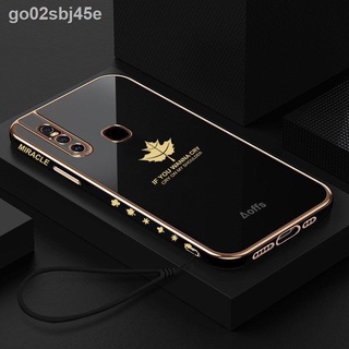[SIÊU HOT 2021]Vỏ điện thoại di động vivoS1 mặt thẳng mạ hình lá phong mềm bao gồm tất cả các thấu kính chống rơi xu hướ