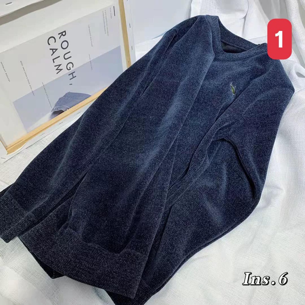 Áo len nam cổ tròn cao hàn quốc chất len nhung lót lông mềm đẹp giữ nhiệt thêu cá sấu hàng hãng cao cấp