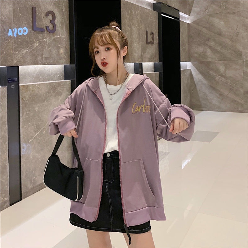 ZHELIHANGFEI Áo Khoác Hoodie Dáng Rộng In Họa Tiết Cá Tính Trẻ Trung