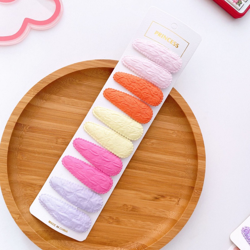 Set 10 Kẹp Tóc Vải Hình Giọt Nước Màu Sắc Cầu Vồng Ngọt Ngào Cho Bé Gái