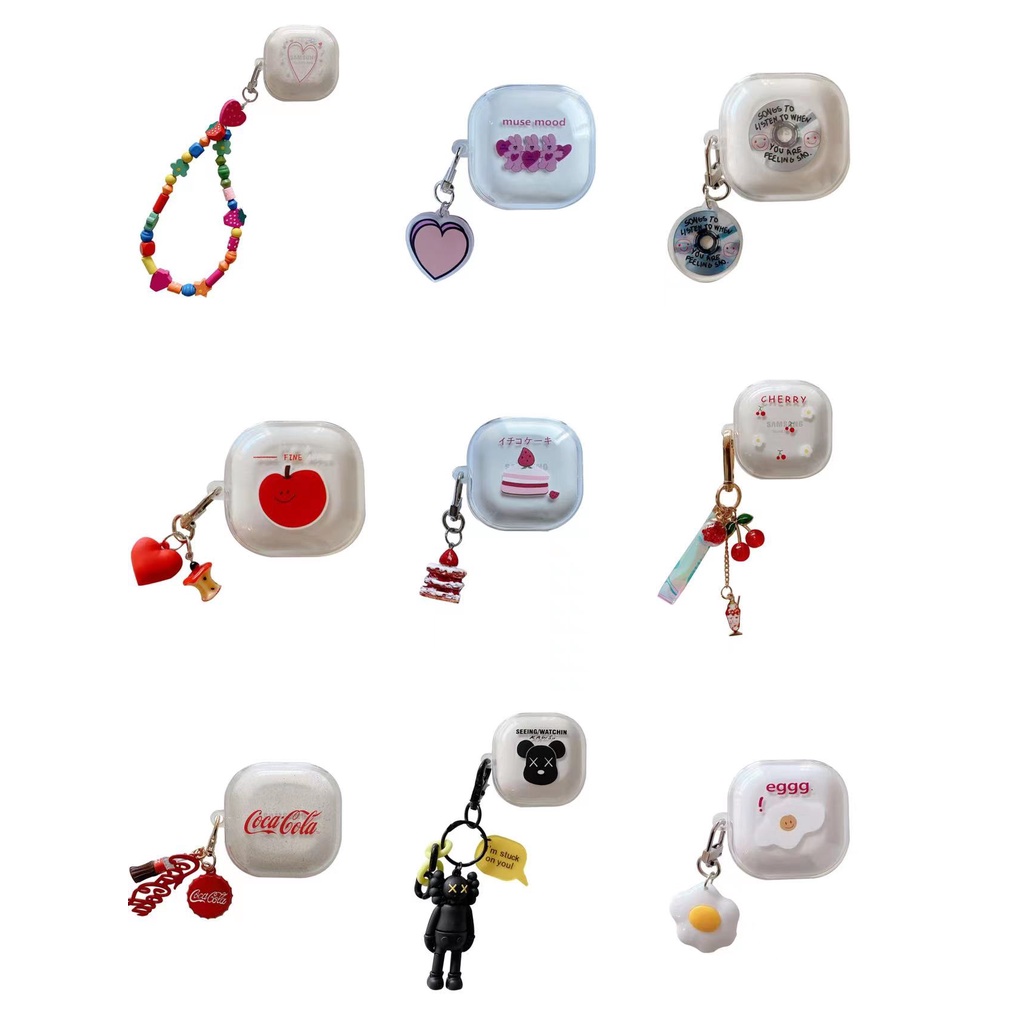 Vỏ bọc bảo vệ hộp sạc tai nghe Samsung Galaxy Buds Live/ Pro/ 2 TPU dẻo trong suốt có mặt treo