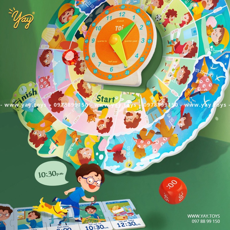 (3 in 1) Bộ Trò Chơi Bé Tập Xem Giờ - Tick-tock Clock Game TOI