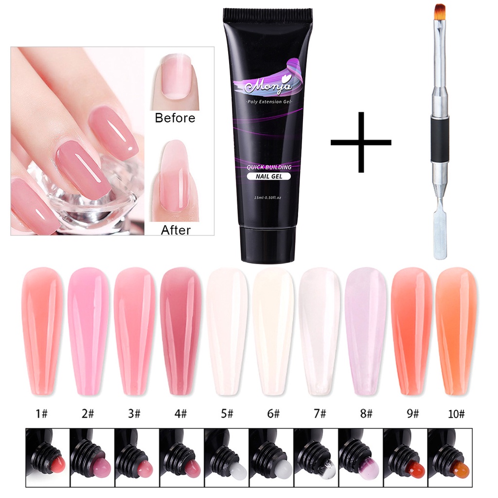 MONJA Sản phẩm làm đẹp móng tay gồm gel UV / dung dịch tẩy móng / móng tay giả + phụ kiện gắn
