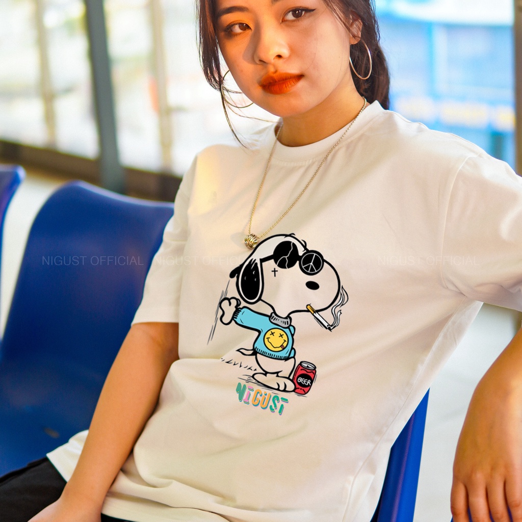 Áo Thun Nam Nữ Tay Lỡ Cổ Tròn Local Brand Nigust N254, áo phông nam nữ Unisex Snoopy Nigust Form Rộng