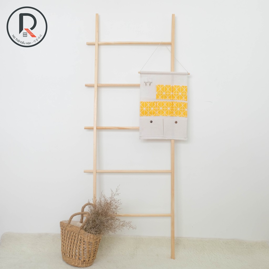 THANG GỖ TRANG TRÍ B TOWEL LADDER GỖ TỰ NHIÊN - NỘI THẤT KIỂU HÀN - 가장자리