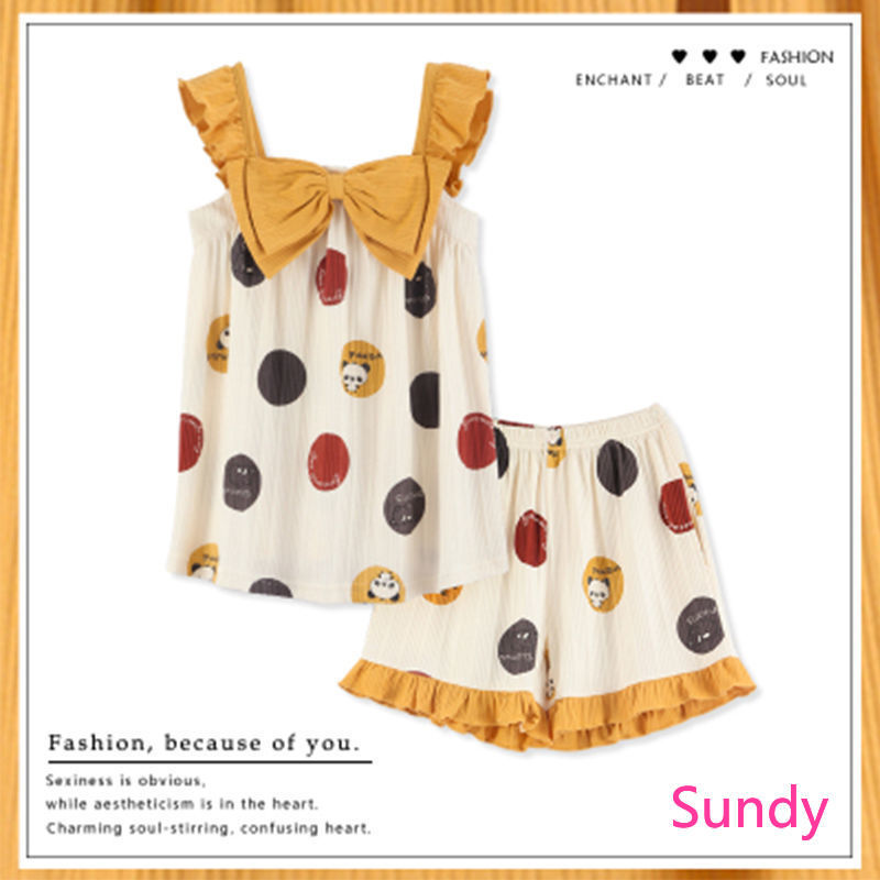 Set đồ ngủ vải cotton mỏng thời trang mùa hè nữ tính ngọt ngào