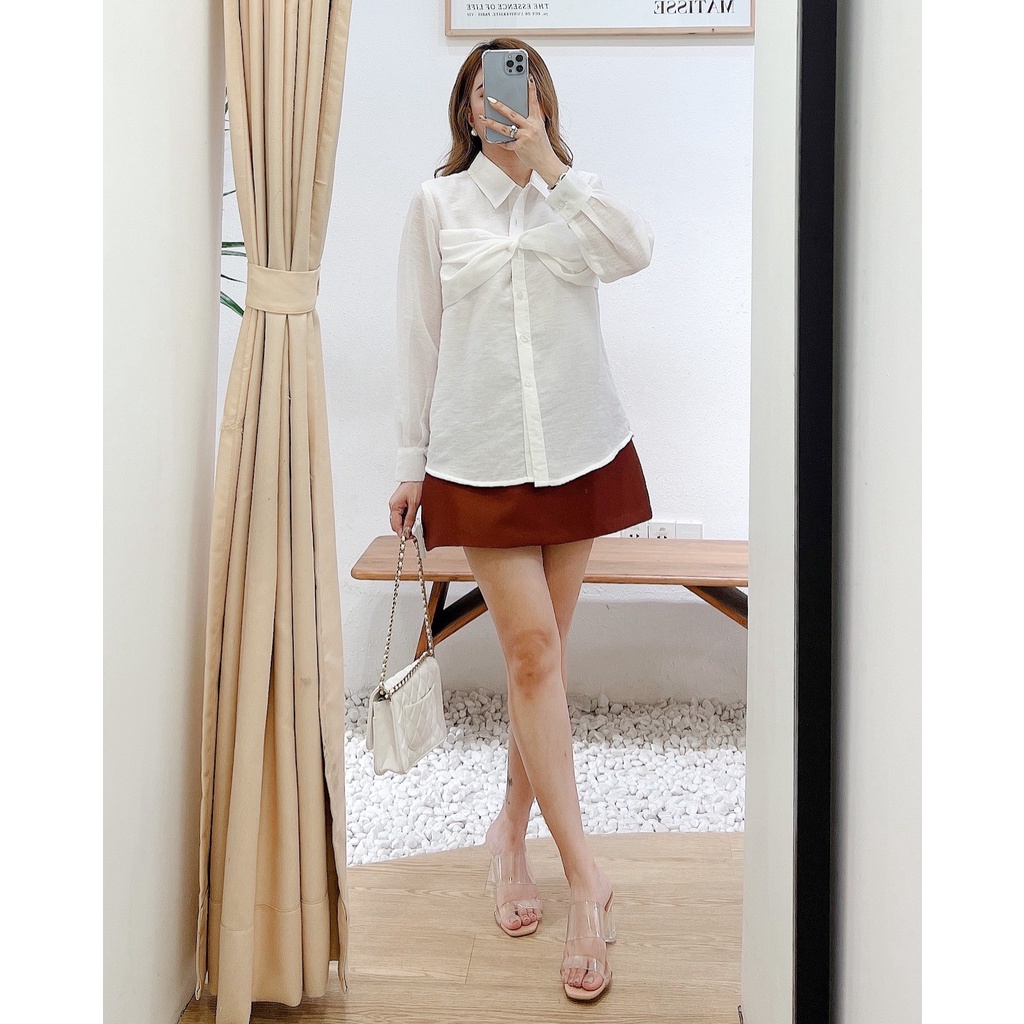 Áo sơ mi trơn xoắn trước ngực , Peace House Clothing