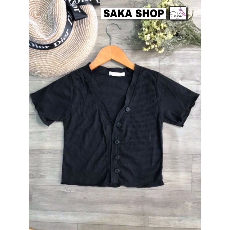 Áo thun nữ tay ngắn croptop trơn màu cuốn biên