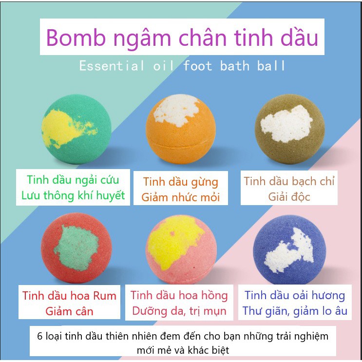 Hộp 6 Bomb tắm, ngâm chân HEBIQUAN nội địa Trung 6*30g (OEM47)