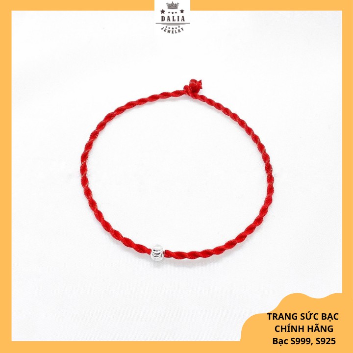 Vòng tay bạc nữa DaLiA Jewelry chỉ đỏ bi bạc, lụa xoắn, xinh xắn và may mắn, lắc tay bi VT001