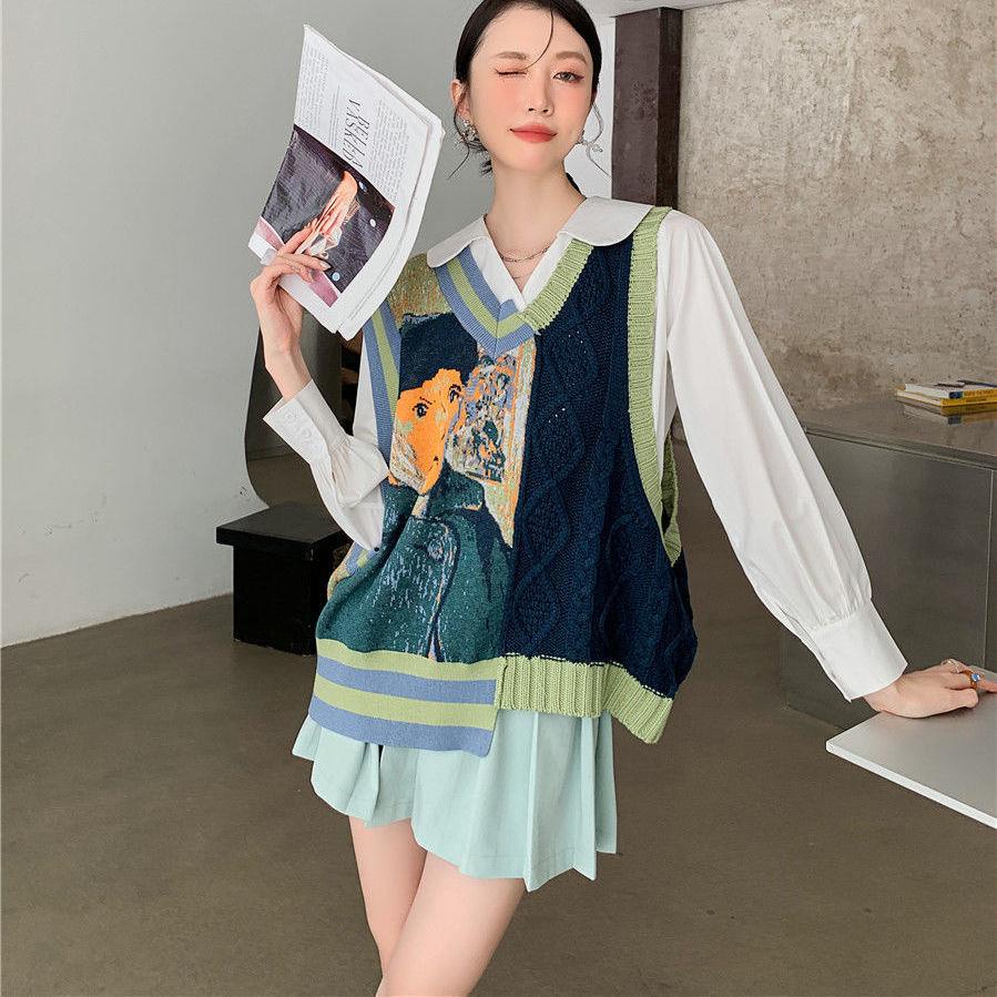 Áo Sweater Dệt Kim Không Tay Phong Cách Thời Trang Mùa Thu Mới 2022