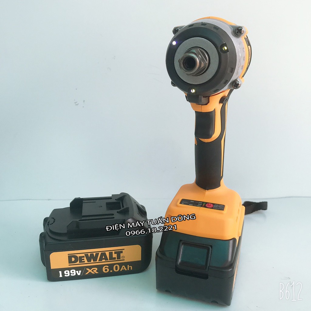 Máy siết bulong dùng pin DeWalt 199V - 3 ĐÈN LED Tặng 01 đầu chuyển vít + 01 khẩu 22