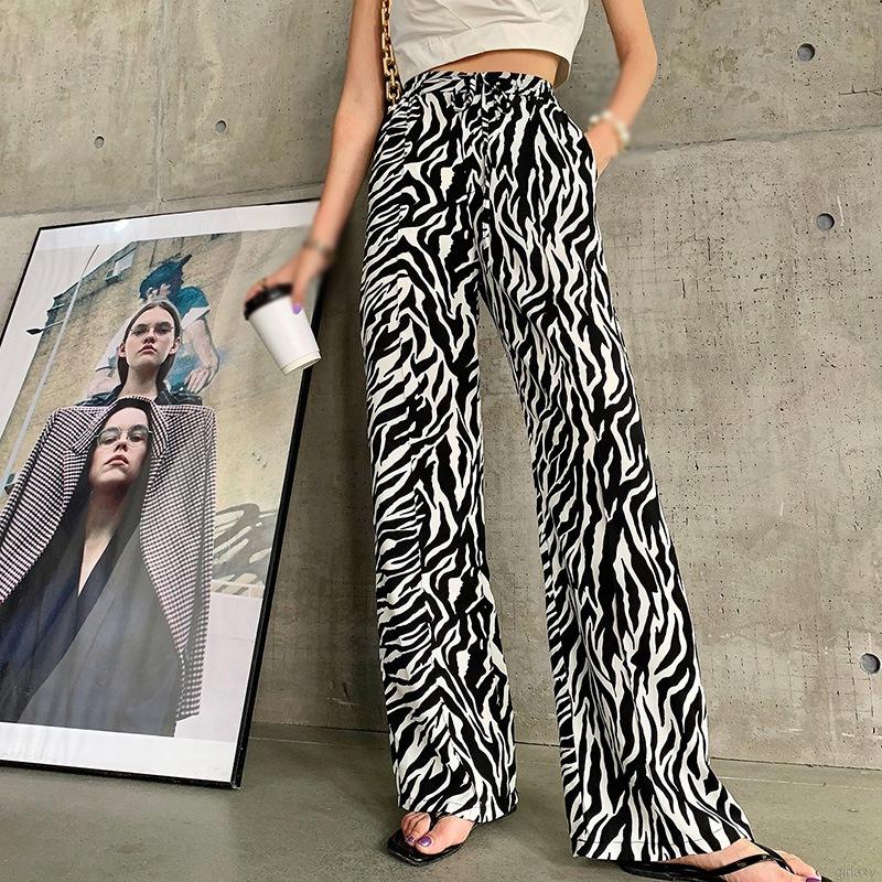 Quần dài ống rộng họa tiết ngựa vằn phong cách Hàn Quốc dành cho nữ