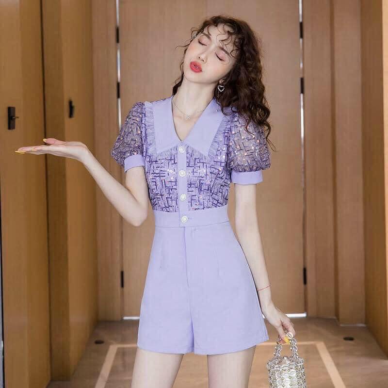 Jumpsuit đùi cổ peter phối ren siêu đẹp