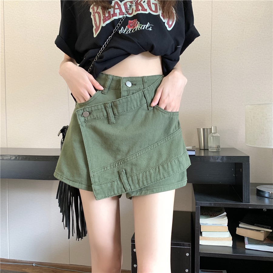 Quần jeans giả váy nữ Leeva Shop lệch tà phong cách cá tính CV038