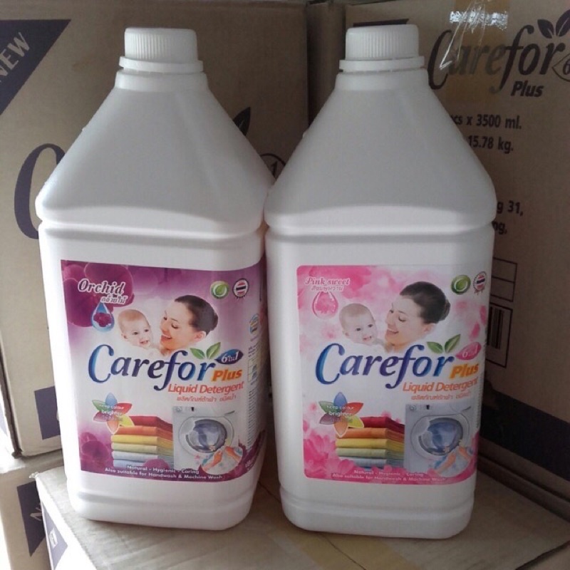 Nước Giặt Carefor 6 trong 1 can 3,5L Hồng/Tím/Xanh, hương hoa lan, đánh bật vết bẩn cứng đầu