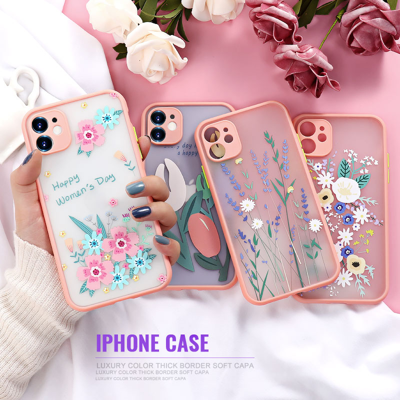 Ốp điện thoại TPU trong suốt hình hoa nổi 3D cho IPHONE X XR XS MAX 11 PRO MAX 7 8 PLUS 3D