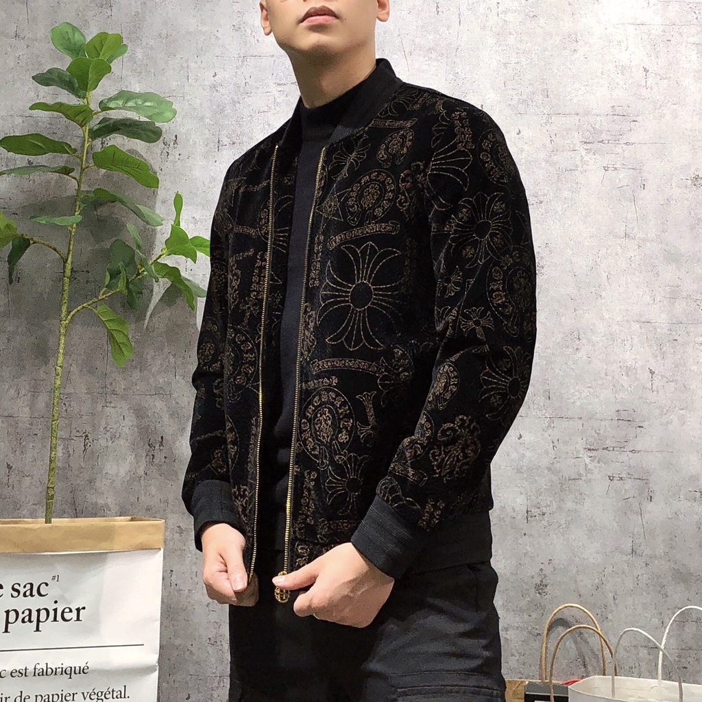 Áo khoác bomber nam cao cấp áo khoác nhung họa tiết thời trang AKH 024 - 213075