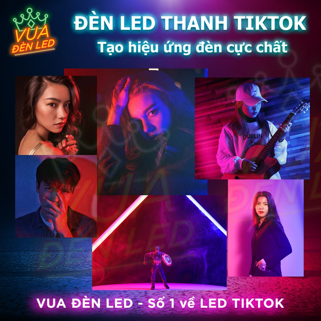 Đèn LED neon Tuýp LED Thanh Liền Máng Dài 90/120 cm, Màu Xanh Dương, Hồng (Quay Tiktok)