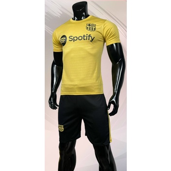 Bộ quần áo bóng đá, đồ đá banh Barca Barcelona Sân Khách Màu Vàng Đồng 2022-2023 Vải Thun Lạnh Cao Cấp
