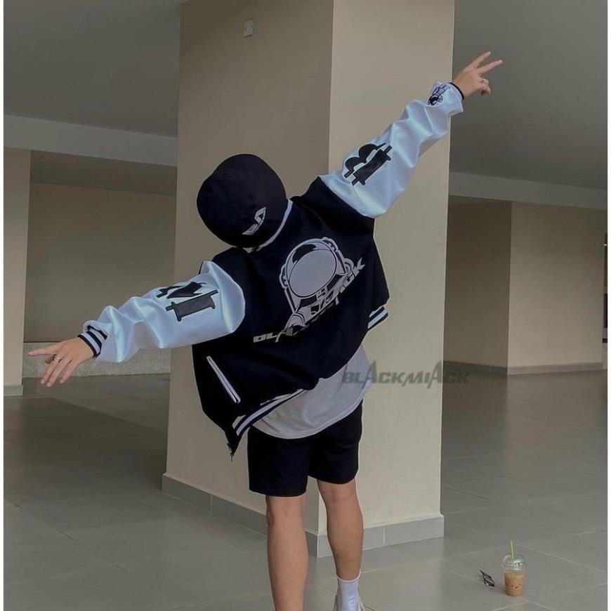 Áo khoác dù Bomber Phối Màu BLACK Áo khoác unisex Cổ Bo Dệt Unisex Nam Nữ Ulzzang Của SixK Store Unisex