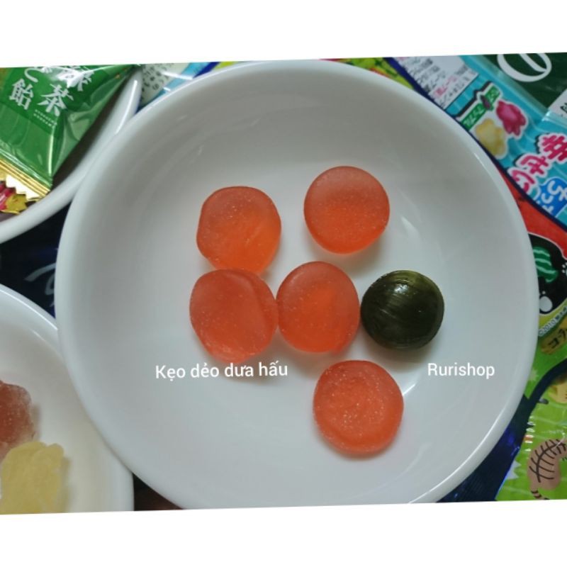Kẹo Nhật Bản- kẹo organic: kẹo dẻo dưa hấu, kẹo dẻo trái cây, kẹo trà xanh, kẹo đào