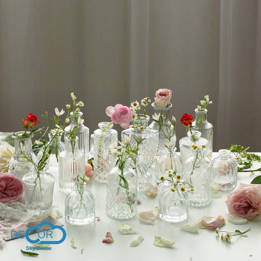 Lọ thủy tinh cắm hoa Sky Decor - Bình hoa pha lê phong cách Bắc Âu, bình decor, vintage