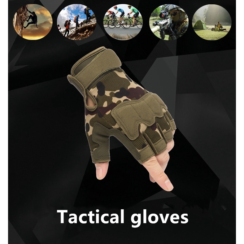 Găng Tay Nửa Ngón Phong Cách Quân Đội Tiện Dụng