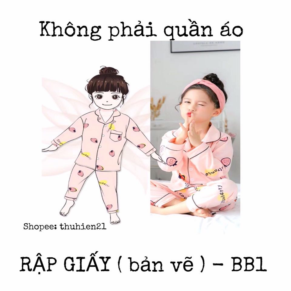 BB1_Rập giấy may bộ  pijama dài tay bé gái