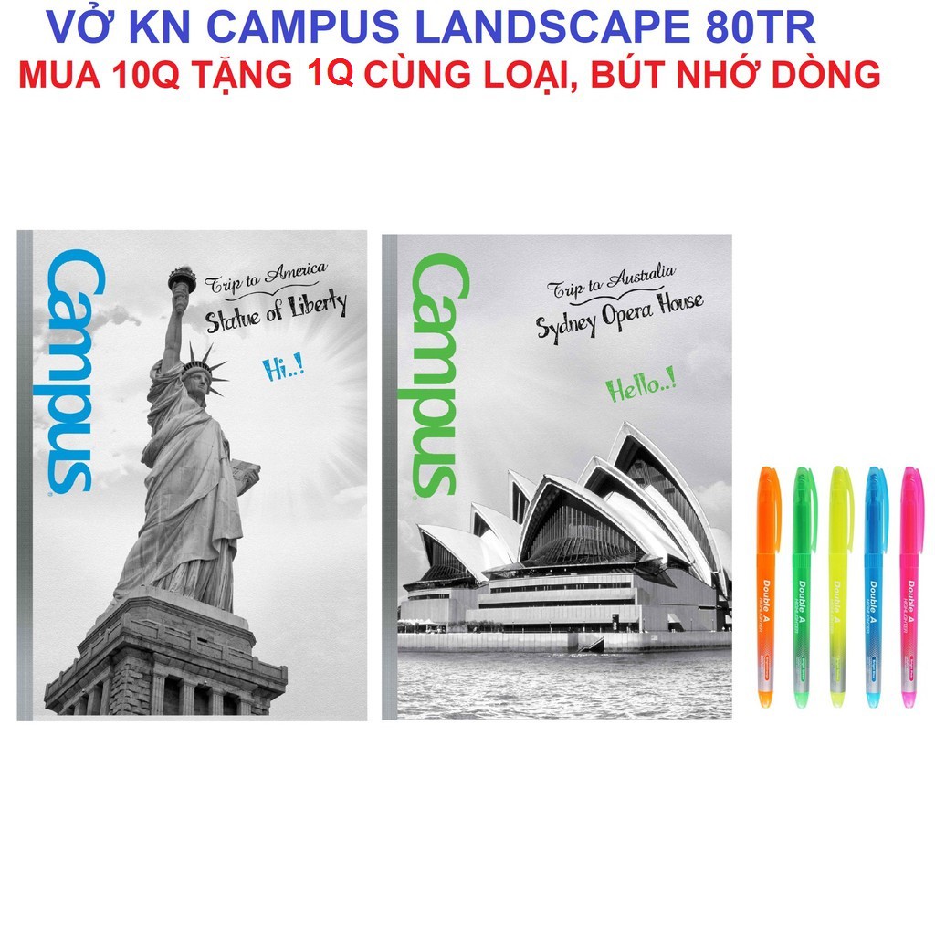 [GIAO HOẢ TỐC] Vở KN Campus Landscape 80 trang - Mua 10 tặng 1, bút nhớ dòng