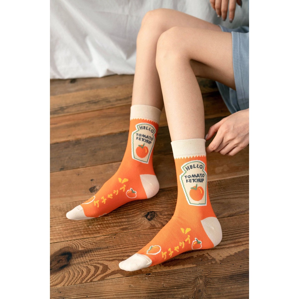 Vớ Cotton Cổ Trung Họa Tiết Hoạt Hình Phong Cách Nhật Bản Dễ Thương Thời Trang Cho Nữ