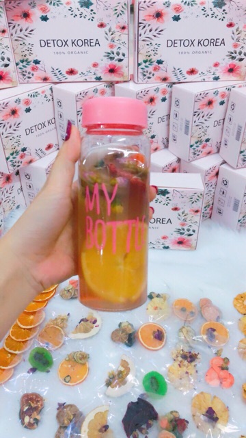 Sét Detox 30 gói, tặng một bình thuỷ tinh 500ml kèm túi vài