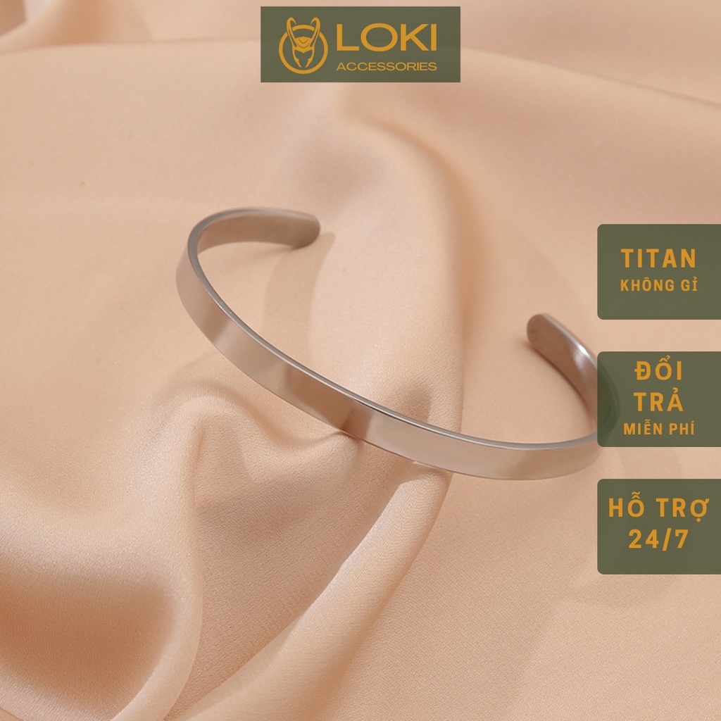 Vòng Tay Nam Lắc Tay Unisex Plain Thời Trang Vòng Tay Nam Nữ Basic Loki Accessories Màu Bạc Đen Titan - Vòng Plain