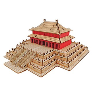 Mô hình gỗ trang trí 3D Cố Cung viền đỏ - Mô hình lắp ráp bằng gỗ