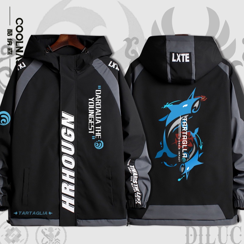 Áo khoác in hoạt hình genshin impact lá phong tartaglia childe xiao hutao phong cách thu đông cho nam nữ