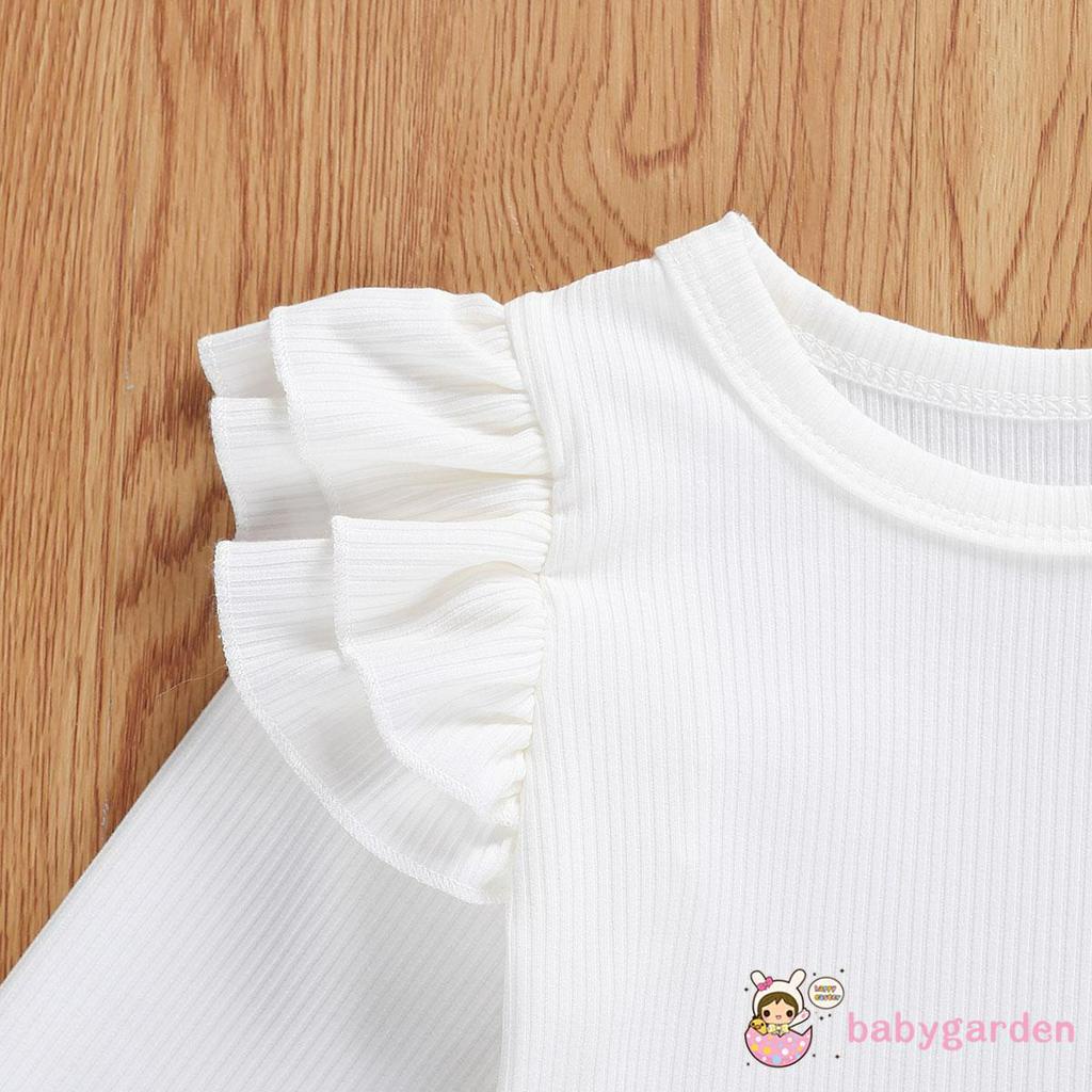 Bộ 3 Cái Gồm Áo Dài Tay Màu Trơn + Quần Short + Băng Buộc Đầu Cho Bé Gái