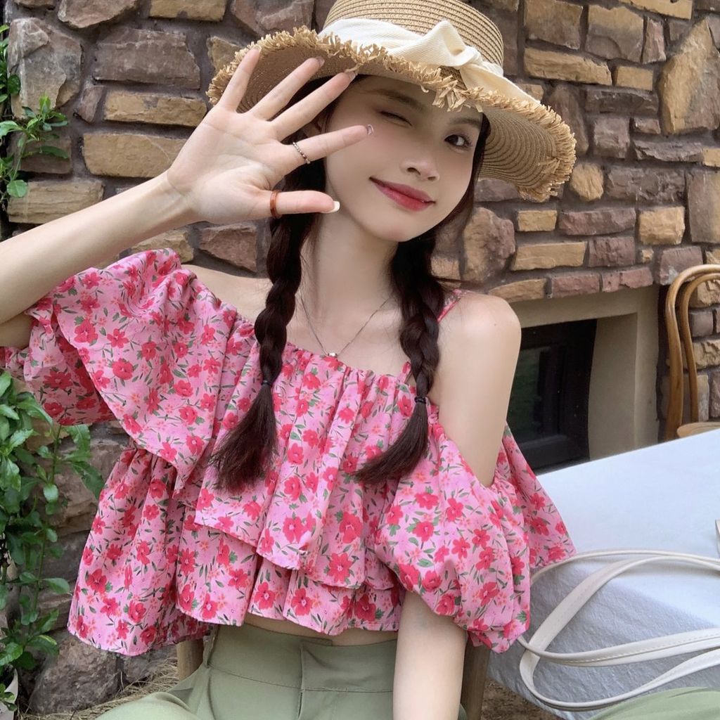 Áo Trễ Vai Họa Tiết Hoa Thời Trang Mùa Hè Sành Điệu Cho Nữ